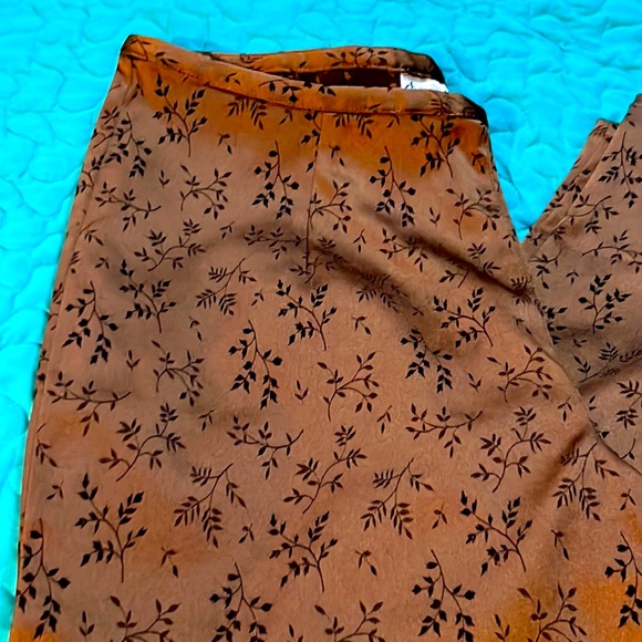 Elements Exclusively Spiegel Silk Skinny Dress Pants Velour Print Leaves Fall - Picture 3 of 6